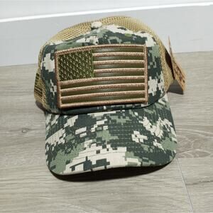 Leader American Flag Baseball Hat NWT Green Camo